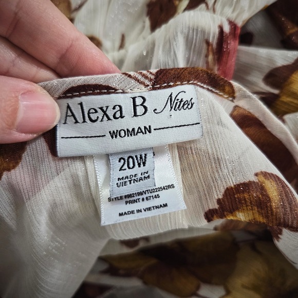 Alexa B Nites Womens Maxi Dress Floral Print Long Sleeve Fall Autumn V Neck 20W - Picture 7 of 8